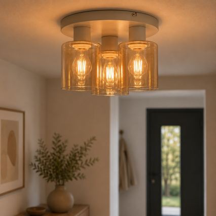 Brilliant - Pinnapealne laelühter LYSKA 3xE27/20W/230V läbimõõt 31 cm kreemjas/suitsune beež