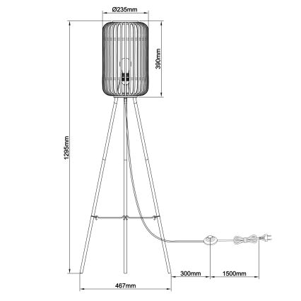 Brilliant - Põrandalamp WOODROW 1xE27/60W/230V bambus