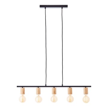Brilliant - Ripplamp kaabliga KERRY 5xE27/40W/230V must/bambus
