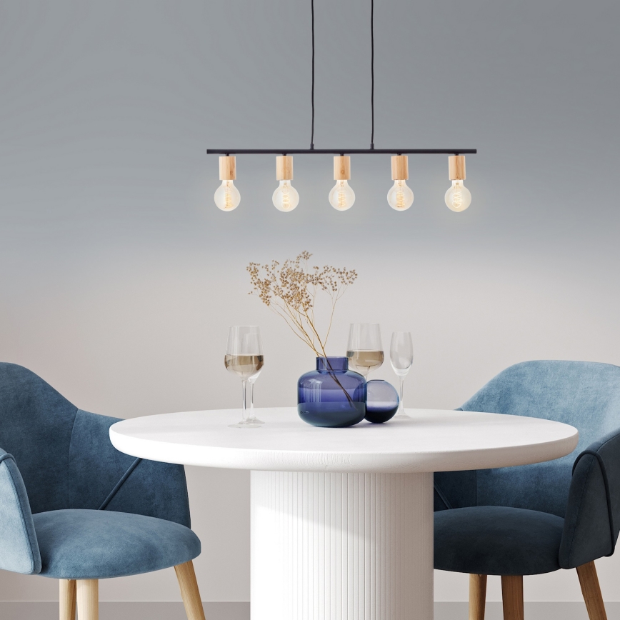 Brilliant - Ripplamp kaabliga KERRY 5xE27/40W/230V must/bambus