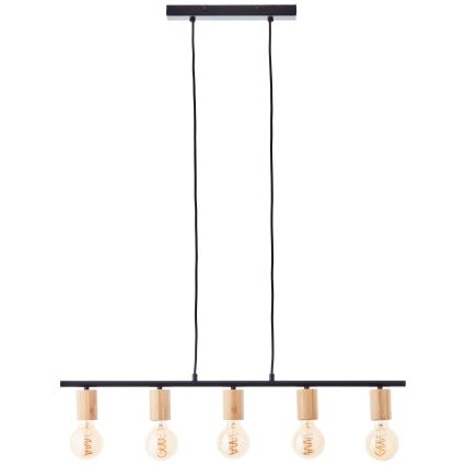 Brilliant - Ripplamp kaabliga KERRY 5xE27/40W/230V must/bambus