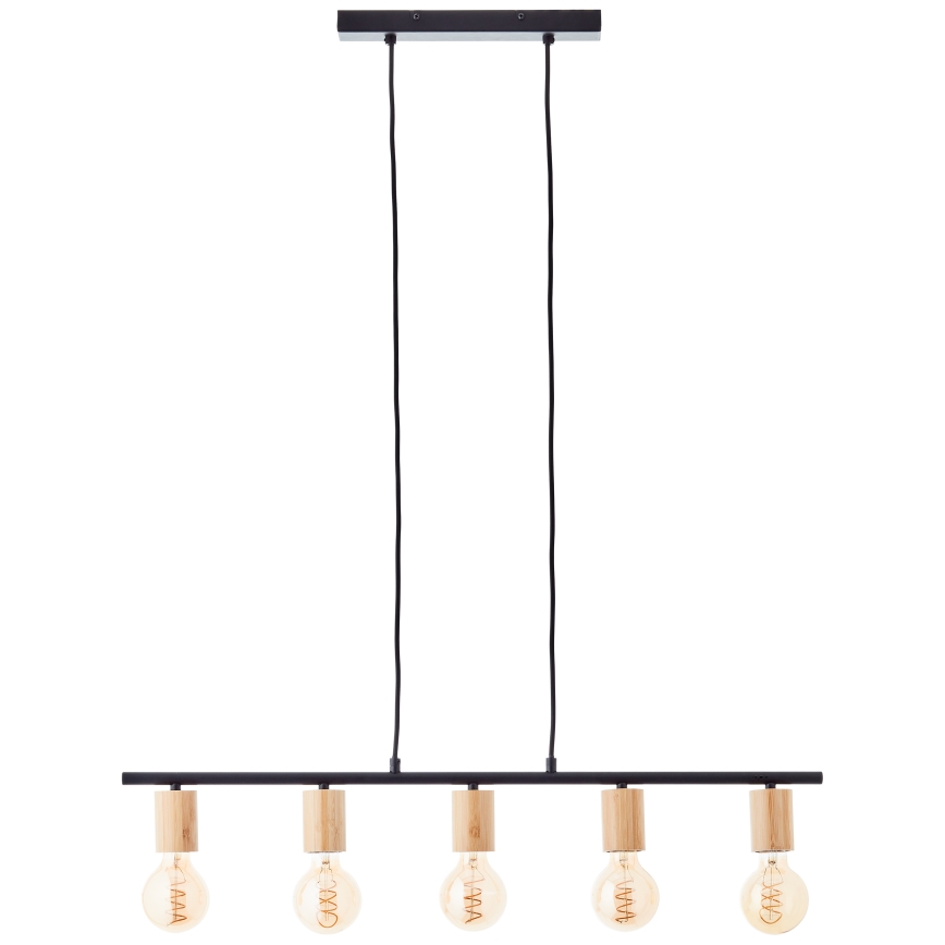 Brilliant - Ripplamp kaabliga KERRY 5xE27/40W/230V must/bambus