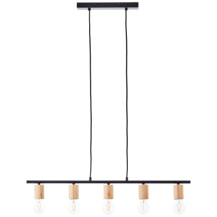 Brilliant - Ripplamp kaabliga KERRY 5xE27/40W/230V must/bambus