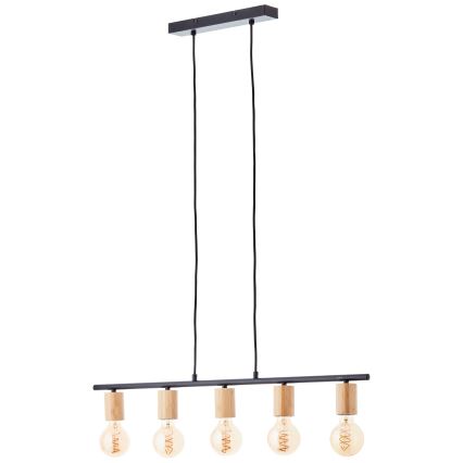 Brilliant - Ripplamp kaabliga KERRY 5xE27/40W/230V must/bambus