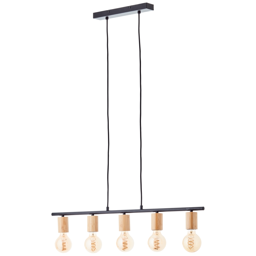 Brilliant - Ripplamp kaabliga KERRY 5xE27/40W/230V must/bambus