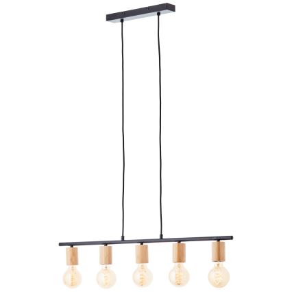 Brilliant - Ripplamp kaabliga KERRY 5xE27/40W/230V must/bambus