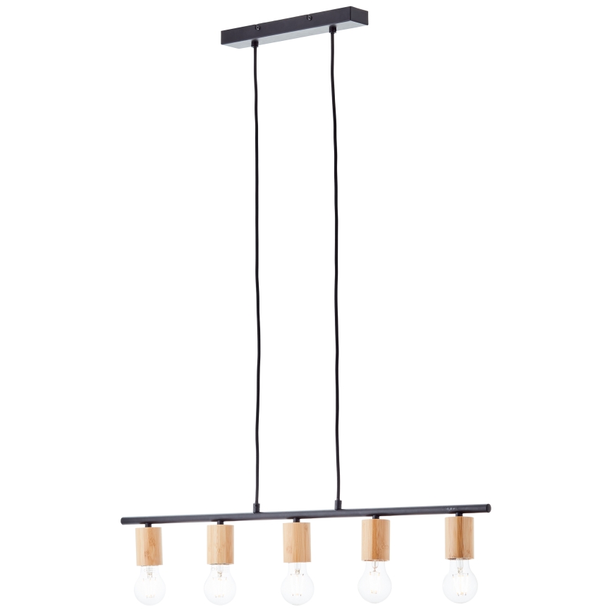 Brilliant - Ripplamp kaabliga KERRY 5xE27/40W/230V must/bambus