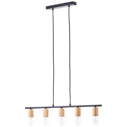 Brilliant - Ripplamp kaabliga KERRY 5xE27/40W/230V must/bambus