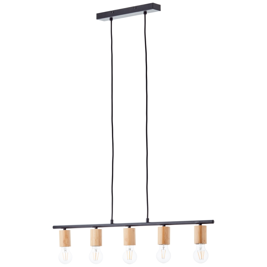 Brilliant - Ripplamp kaabliga KERRY 5xE27/40W/230V must/bambus