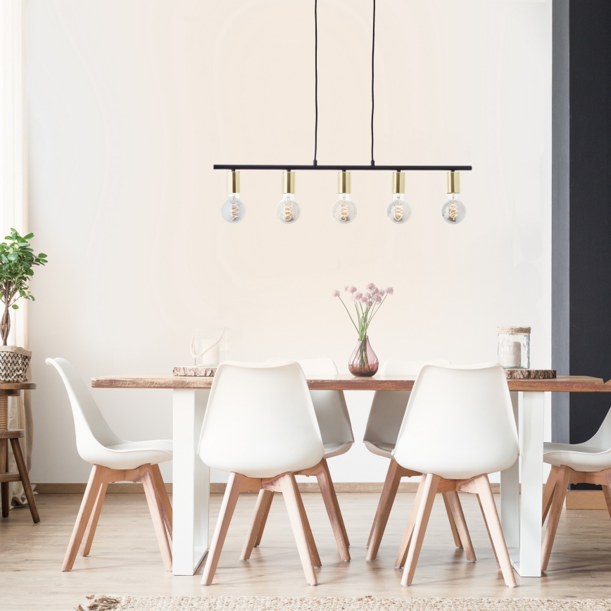 Brilliant - ripplühter kaabliga KERRY 5xE27/40W/230V must/messing