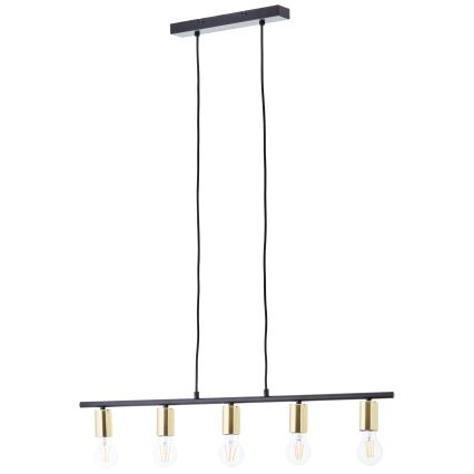 Brilliant - ripplühter kaabliga KERRY 5xE27/40W/230V must/messing