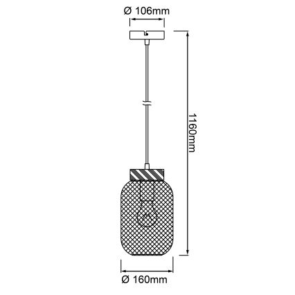 Brilliant - Rippvalgusti kaabliga GIADA 1xE27/40W/230V, läbimõõt 16 cm, hall