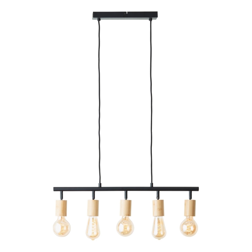 Brilliant - Rippvalgusti kaablil TIFFANY 5xE27/28W/230V must/bambus