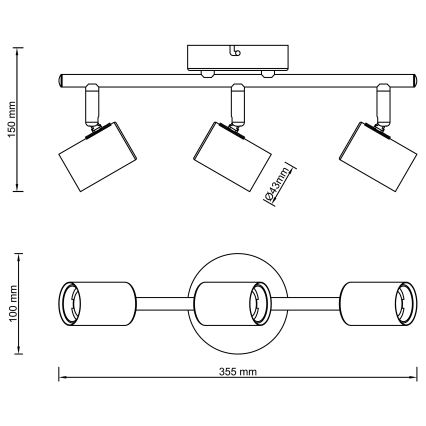 Brilliant - sihtvalgusti KERRY 3xE27/40W/230V must/messing
