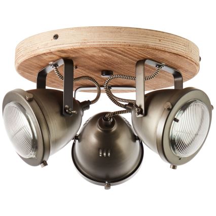 Brilliant - Suunatav laevalgusti CARMEN WOOD 3xGU10/5W/230V eukalüpt