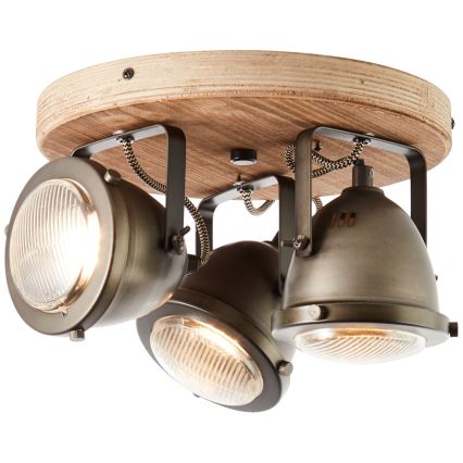 Brilliant - Suunatav laevalgusti CARMEN WOOD 3xGU10/5W/230V eukalüpt