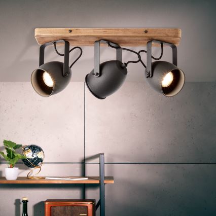 Brilliant - Suunatav laevalgusti CROWTON 3xGU10/6W/230V männipuit
