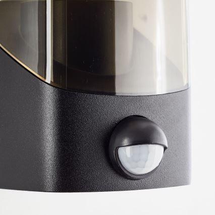 Brilliant - Väli seinavalgusti koos anduriga MINOU 1xE27/10W/230V IP44 must/suitsune