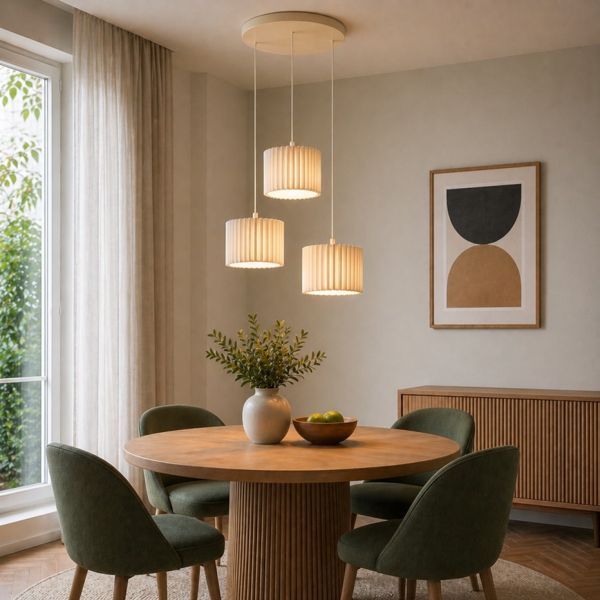 Brilliant - VELIN rippvalgusti kaabliga 3xE27/20W/230V Ø 61 cm kreemjas