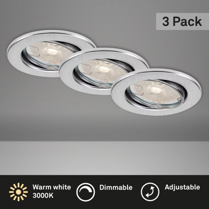 Brilo - Komplekt 3x hämardatav vannitoa lae sissepaigaldatav LED-valgusti DIMM LED/5,5W/230V IP23 mattkroom