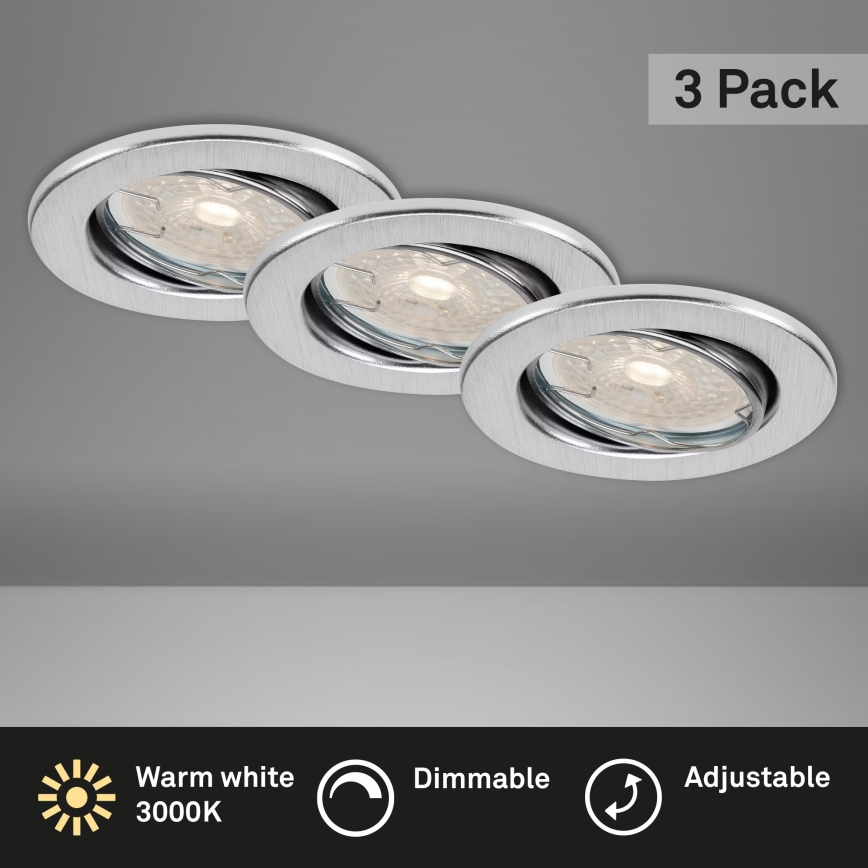 Brilo - Komplekt 3x hämardatav vannitoa lae sissepaigaldatav LED-valgusti DIMM LED/5,5W/230V IP23 mattkroom
