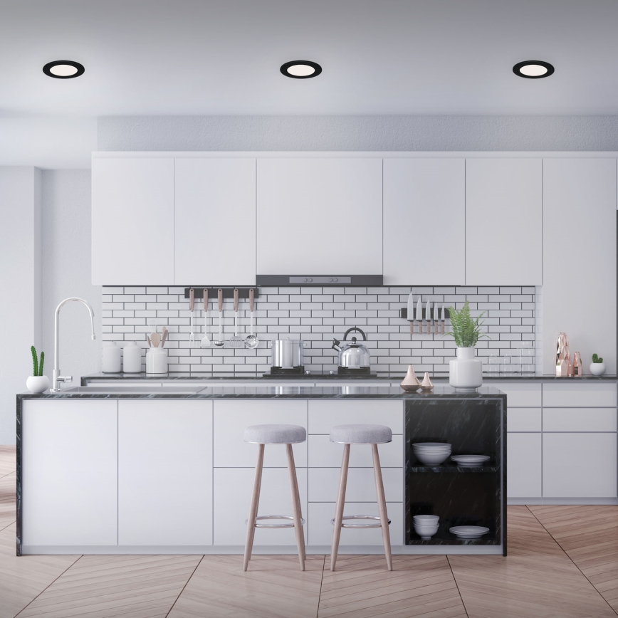 Brilo - komplekt 3 LED-süvistatavat vannitoa laevalgustit FLAT LED/6W/230V IP44, must