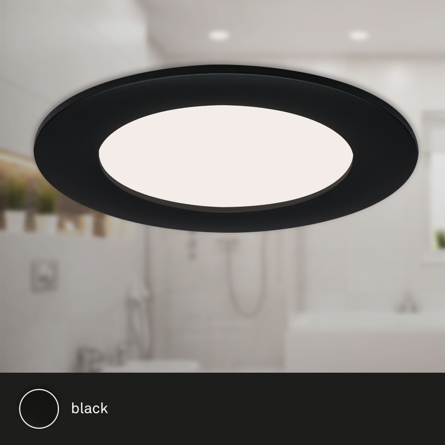 Brilo - komplekt 3 LED-süvistatavat vannitoa laevalgustit FLAT LED/6W/230V IP44, must