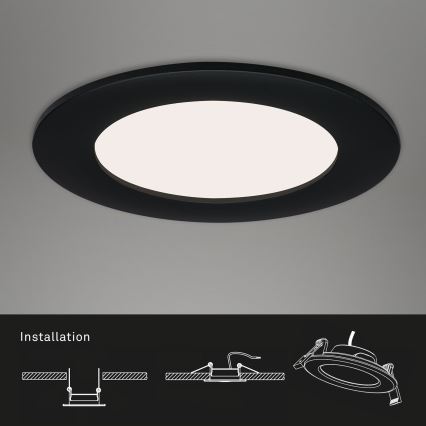Brilo - komplekt 3 LED-süvistatavat vannitoa laevalgustit FLAT LED/6W/230V IP44, must