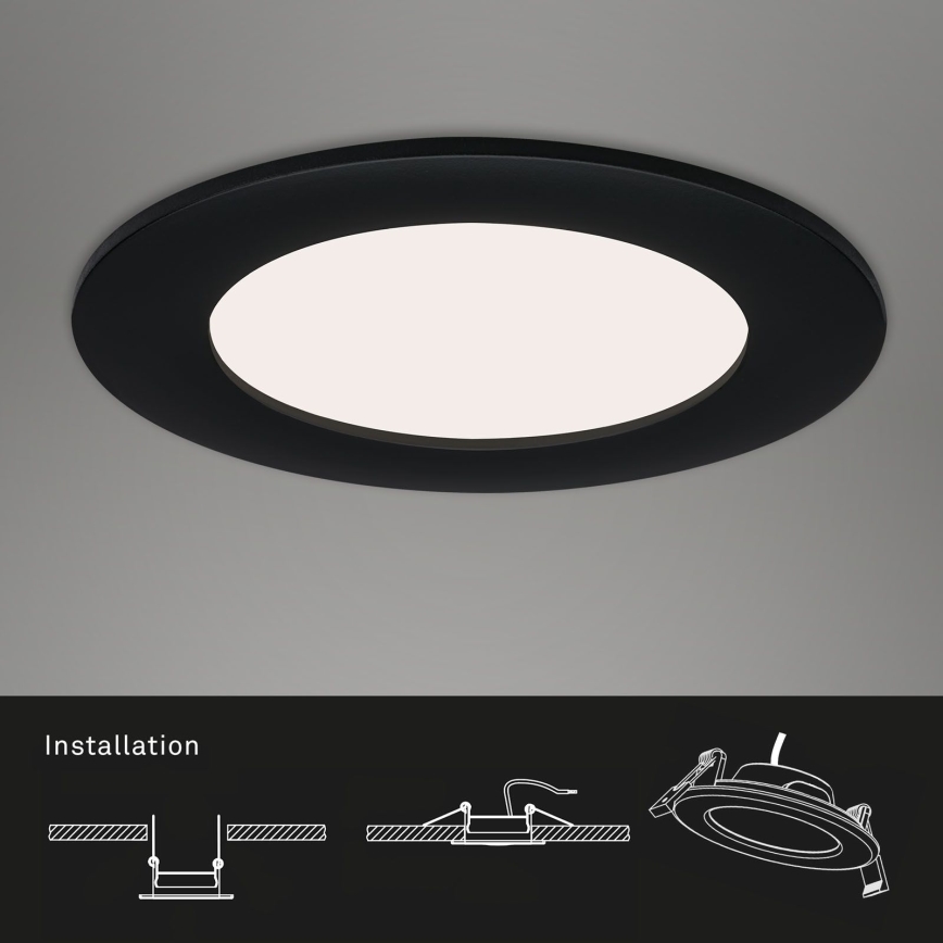 Brilo - komplekt 3 LED-süvistatavat vannitoa laevalgustit FLAT LED/6W/230V IP44, must