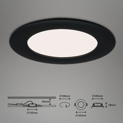 Brilo - komplekt 3 LED-süvistatavat vannitoa laevalgustit FLAT LED/6W/230V IP44, must