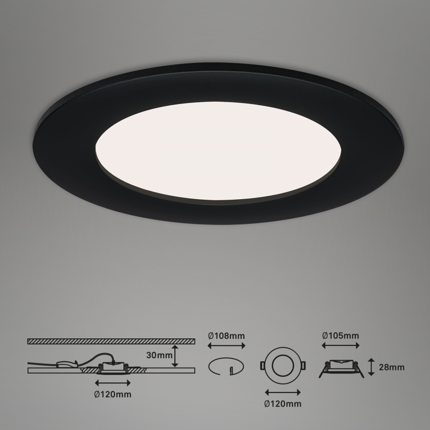 Brilo - komplekt 3 LED-süvistatavat vannitoa laevalgustit FLAT LED/6W/230V IP44, must