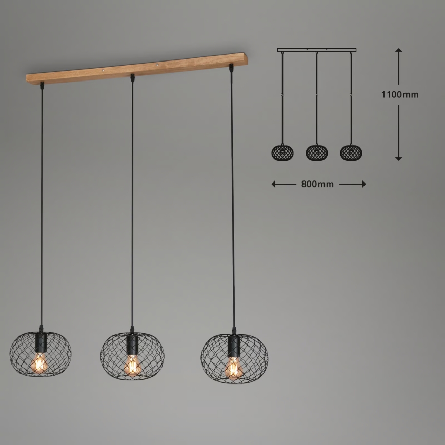 Brilo 4037-035 - Rippvalgusti kaabliga 3xE27/40W/230V