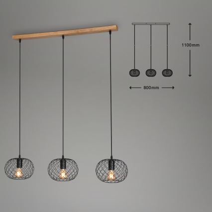 Brilo 4037-035 - Rippvalgusti kaabliga WINKI 3xE27/40W/230V