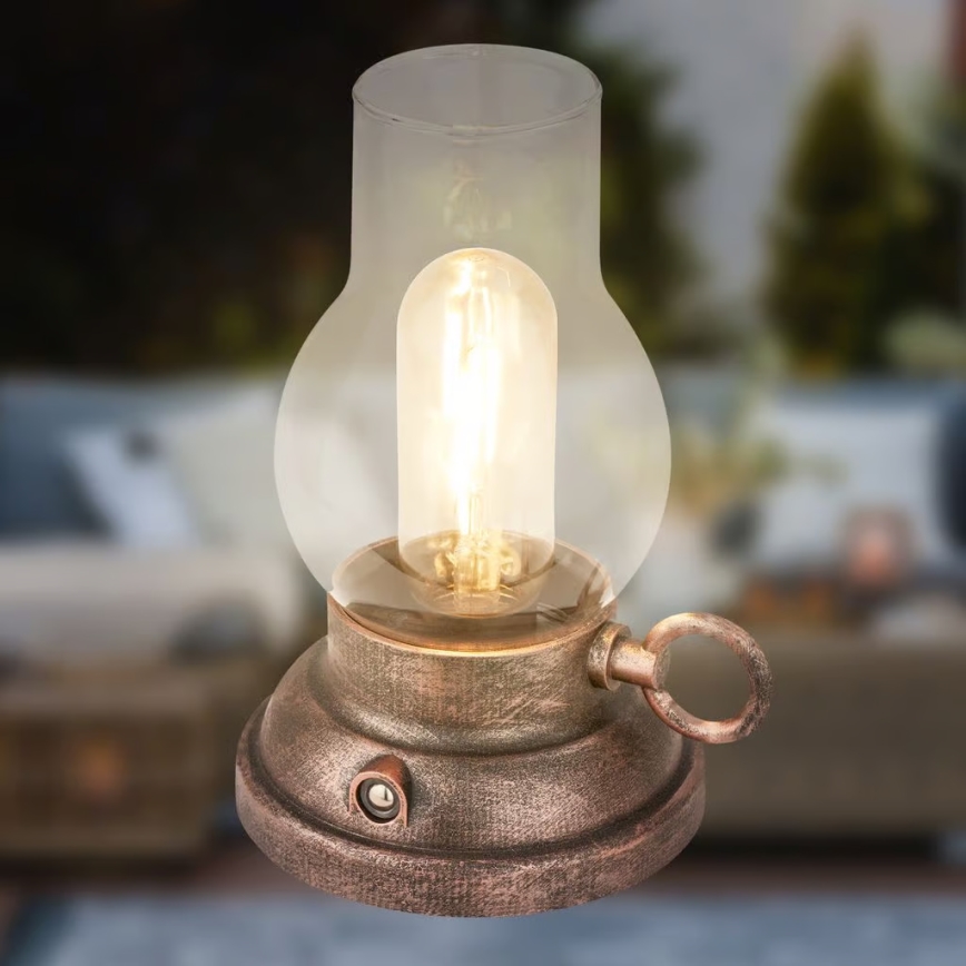 Brilo - LED hämardatav väliseks kasutamiseks laetav lauavalgusti KANEA LED/1,5W/5V IP44 1200 mAh pronks