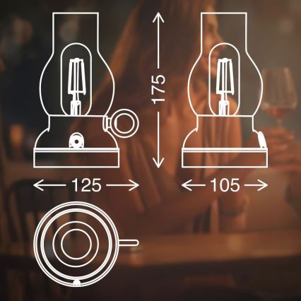 Brilo - LED hämardatav väliseks kasutamiseks laetav lauavalgusti KANEA LED/1,5W/5V IP44 1200 mAh pronks