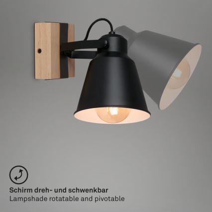 Brilo - Kohtvalgusti seinale TALLE  1xE27/40W/230V kummipuu