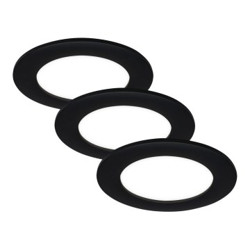 Brilo - komplekt 3 LED-süvistatavat vannitoa laevalgustit FLAT LED/6W/230V IP44, must