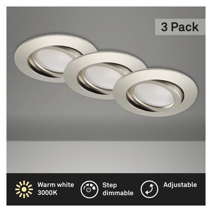Brilo - KOMPLEKT 3x LED Hämardatav süvistatav valgusti vannituppa LED/5W/230V IP23 matt kroom