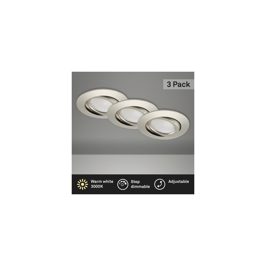 Brilo - KOMPLEKT 3x LED Hämardatav süvistatav valgusti vannituppa LED/5W/230V IP23 matt kroom