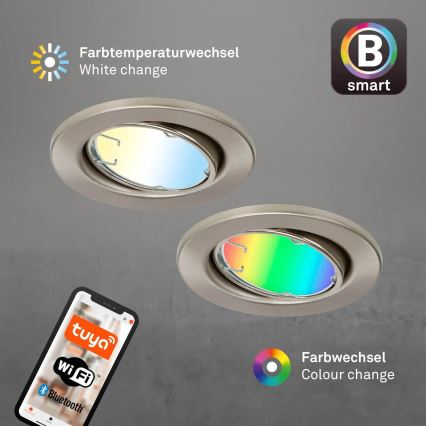 Brilo - KOMPLEKT 3x LED RGBW Hämardatav valgusti vannituppa 1xGU10/4,9W/230V 2700-6500K Wi-Fi Tuya IP23 + kaugjuhtimispult