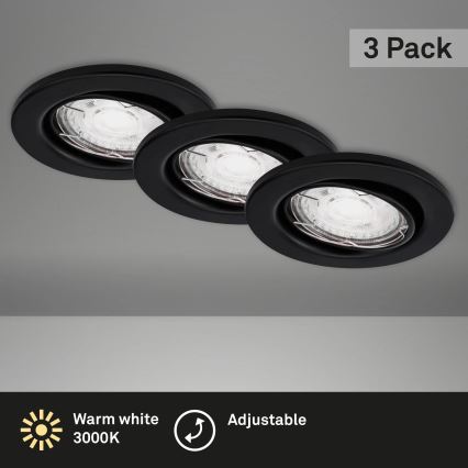 Brilo - KOMPLEKT 3x LED Süvistatav valgusti vannituppa 1xGU10/5W/230V IP23 must