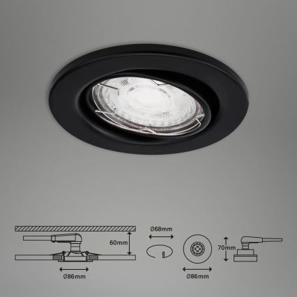 Brilo - KOMPLEKT 3x LED Süvistatav valgusti vannituppa 1xGU10/5W/230V IP23 must