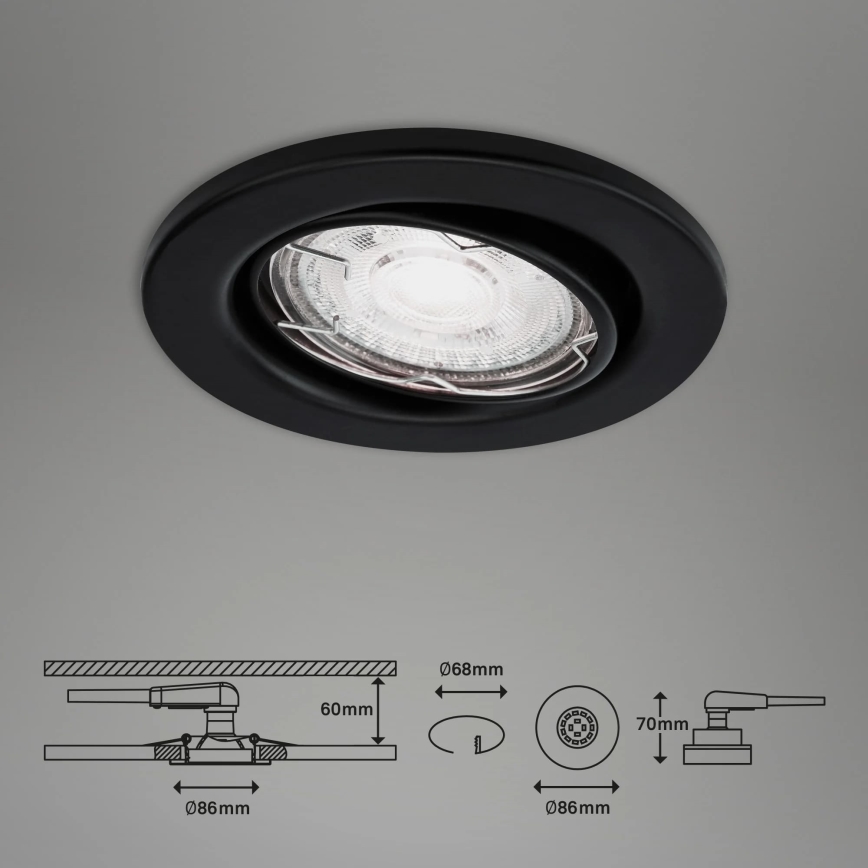 Brilo - KOMPLEKT 3x LED Süvistatav valgusti vannituppa 1xGU10/5W/230V IP23 must