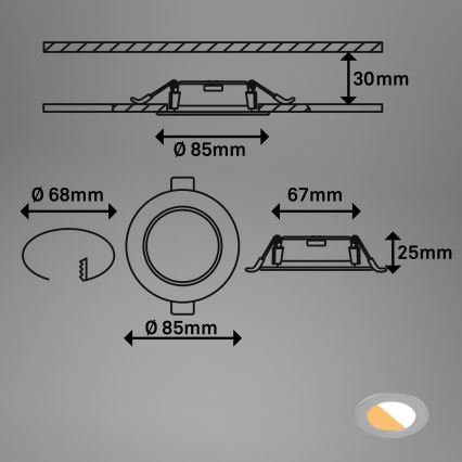 Brilo - KOMPLEKT 3x LED Süvistatav valgusti vannituppa LED/4W/230V IP44 3000/4000K hõbedane