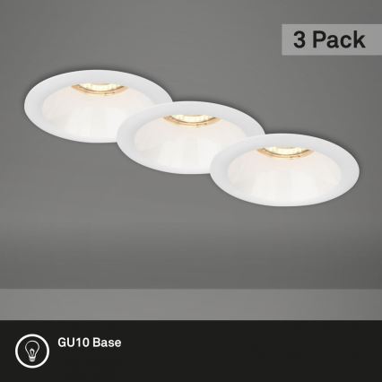 Brilo - KOMPLEKT 3x Süvistatav valgusti vannituppa 1xGU10/9W/230V IP23 valge