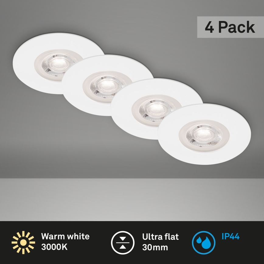 Brilo - KOMPLEKT 4x LED Süvistatav valgusti vannituppa LED/4,9W/230V IP44 valge