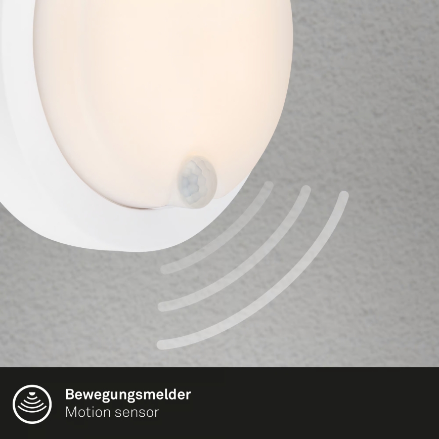 Brilo - LED laetav välistingimustele mõeldud seinale paigaldatav valgusti anduriga, LED/4W/5V, 4400 mAh, IP44, valge