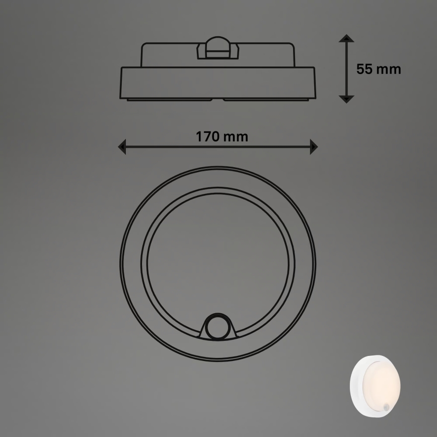 Brilo - LED laetav välistingimustele mõeldud seinale paigaldatav valgusti anduriga, LED/4W/5V, 4400 mAh, IP44, valge