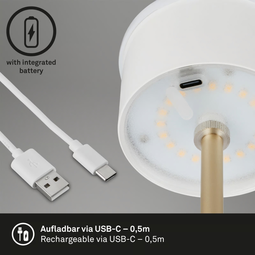 Brilo - KIKI laetav, hämardatav puutetundlik välislaualamp LED/2,6W/5V IP44 2600 mAh pruun