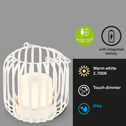 Brilo - LED Hämardatav rechargeable väli laualamp LED/2W/5V IP44 valge